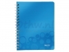 Notitieboek Leitz WOW A5 spiraal PP lijn blauw