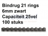 Bindrug Fellowes 6mm 21rings A4 zwart 100stuks