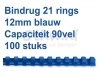 Bindrug Fellowes 12mm 21rings A4 blauw 100stuks