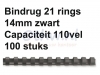 Bindrug GBC 14mm 21rings A4 zwart 100stuks