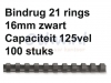 Bindrug GBC 16mm 21rings A4 zwart 100stuks