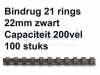 Bindrug GBC 22mm 21rings A4 zwart 100stuks