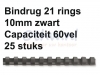 Bindrug Fellowes 10mm 21rings A4 zwart 25stuks