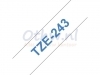 Labeltape Brother P-touch TZE243 18mm blauw op wit