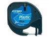 Labeltape Dymo Letratag 91205 plasticl12mm zwart op blauw